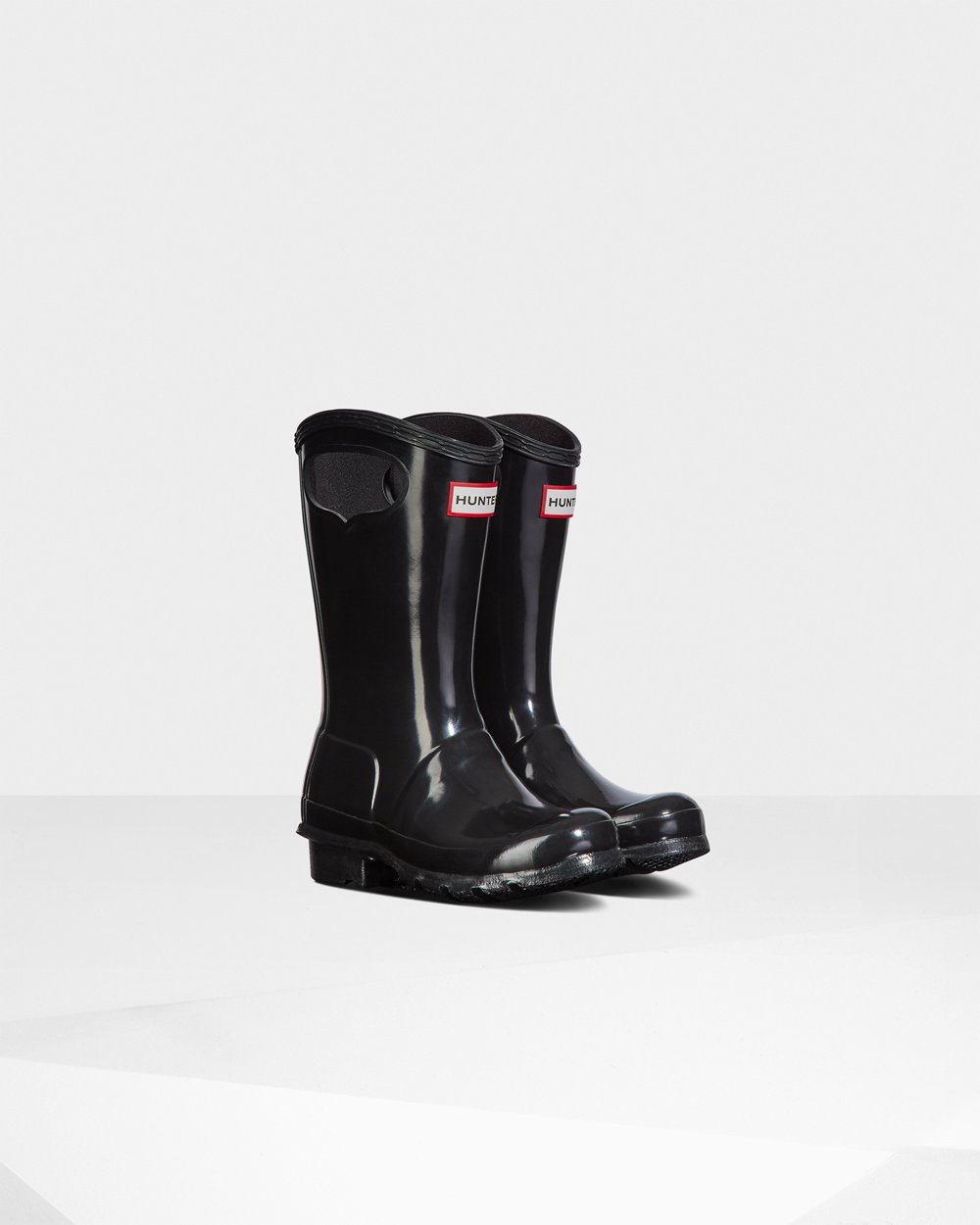 Kids Hunter Original Big Grab Handle Gloss - Rain Boots Black - 1094-EIZFG